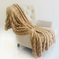 thumbnail image 2 of Plutus Brands Beige Tissavel Mink Faux Fur 60W x 90L Throw, Brown, 2 of 2