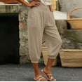 thumbnail image 4 of cfhntfmh Casual Capri Pants for Women High Waisted Loose Fit Joggers with Pockets Lightweight Comfy Lounge Pants, 4 of 7