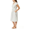 thumbnail image 2 of Briggs Women's Linen Blend Dress with Drawstring Waist (Cream Stripe, Small), 2 of 4