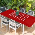 thumbnail image 2 of Hello Winter Table Cloths for 8 Foot Rectangle Tables, Red Merry Christmas New Year Patio Waterproof Elastic Fitted Tablecloths, Washable Rectangular Table Cover for Camping, 2 of 8
