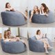thumbnail image 5 of Yeshouse Sillón tipo puf, puf gigante de 1,20 m para adultos y adolescentes, puf relleno de espuma con funda de terciopelo, gran puf redondo y suave, sofá tipo puf para sala de estar, 5 of 7