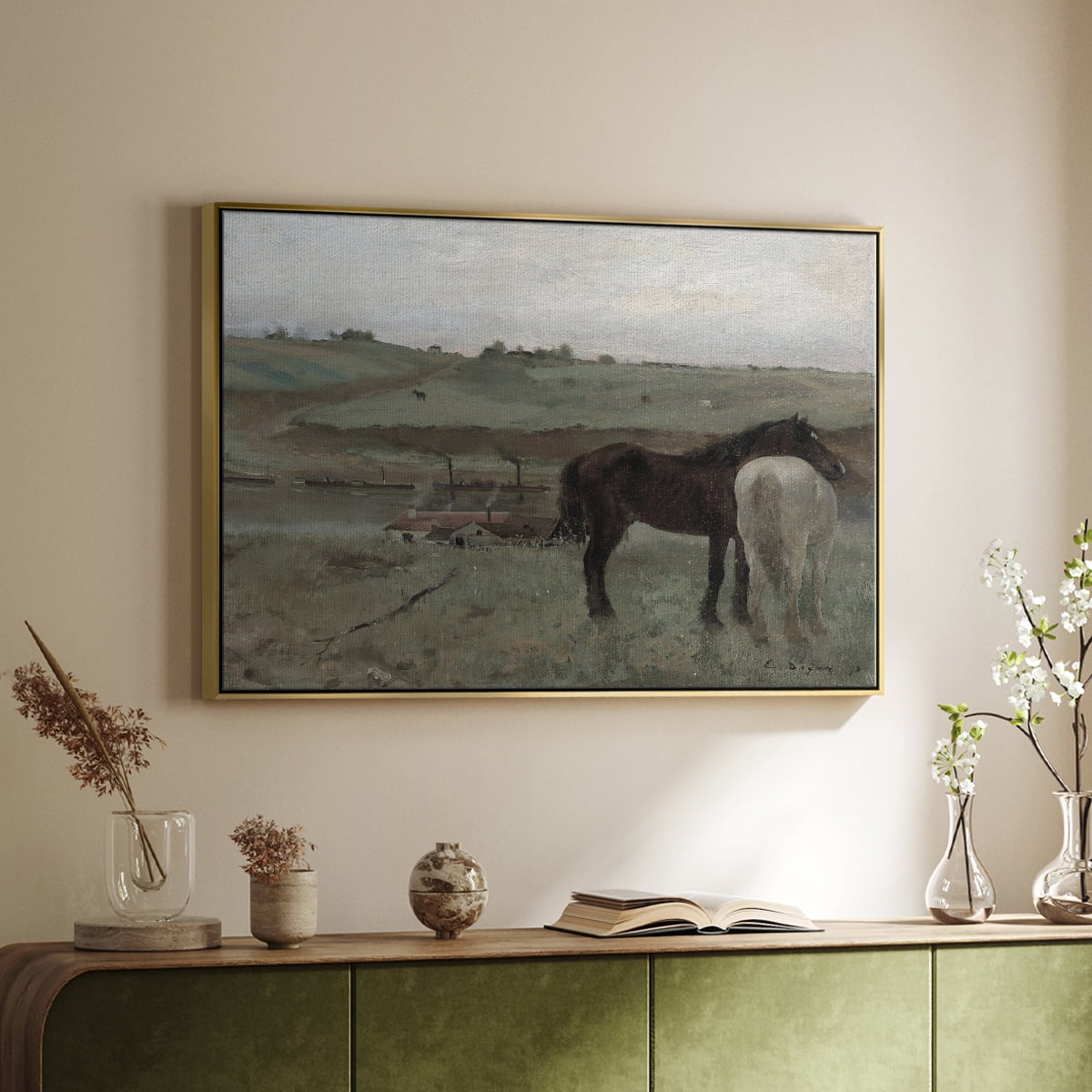 Vintage Animal Print-XXI By Wexford Home Framed in Gold Wood Gallery Wrapped Canvas 27 in. x 41 in.