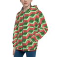 thumbnail image 2 of Pofeuu Geometric Watermelon Print Teenage Zipper Hoodie Sweatshirts Hooded Casual Jackets With Pocket For Boys Girls-Small, 2 of 6