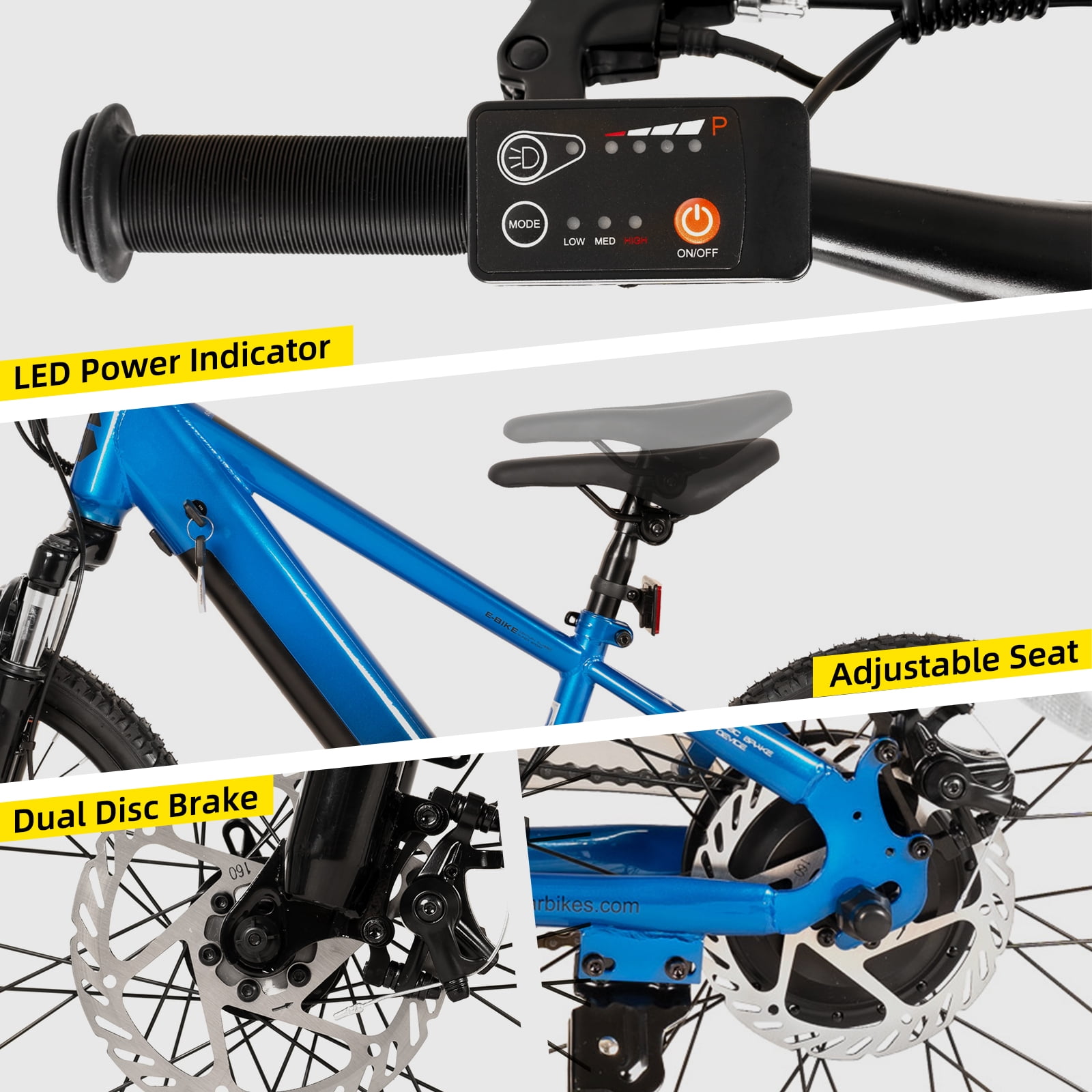 JOYSTAR Electric Bike for Teenagers, Ages 7+ with 250W Brushless Motor, 15 Miles 15MPH Electric Mountain Bicycle with Removable Battery, Multiple Colors