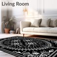 thumbnail image 2 of ODIKA 2'x3' Machine Washable Non-Slip Area Rug, Latch Hook Kit Snowflake Embroidery Pillow DIY Crochet Yarn High Traffic Rug, Black, 626650, 2 of 7