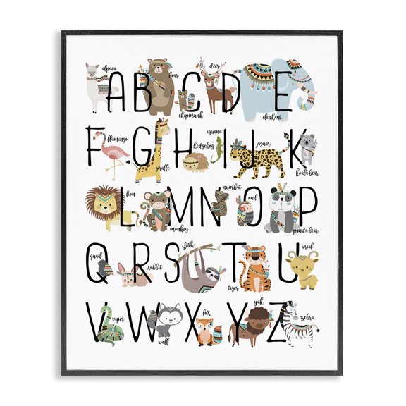 The Kids Room by Stupell Boho Animal ABCs Framed Wall Art by Erica Billups
