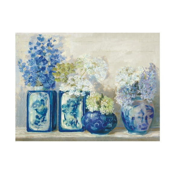 Carol Rowan 'Ladys Mantle on Shiplap' Canvas Art