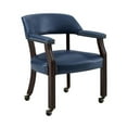 thumbnail image 3 of Pemberly Row Modern Navy Blue Faux Leather Arm Chair with Casters, 3 of 7