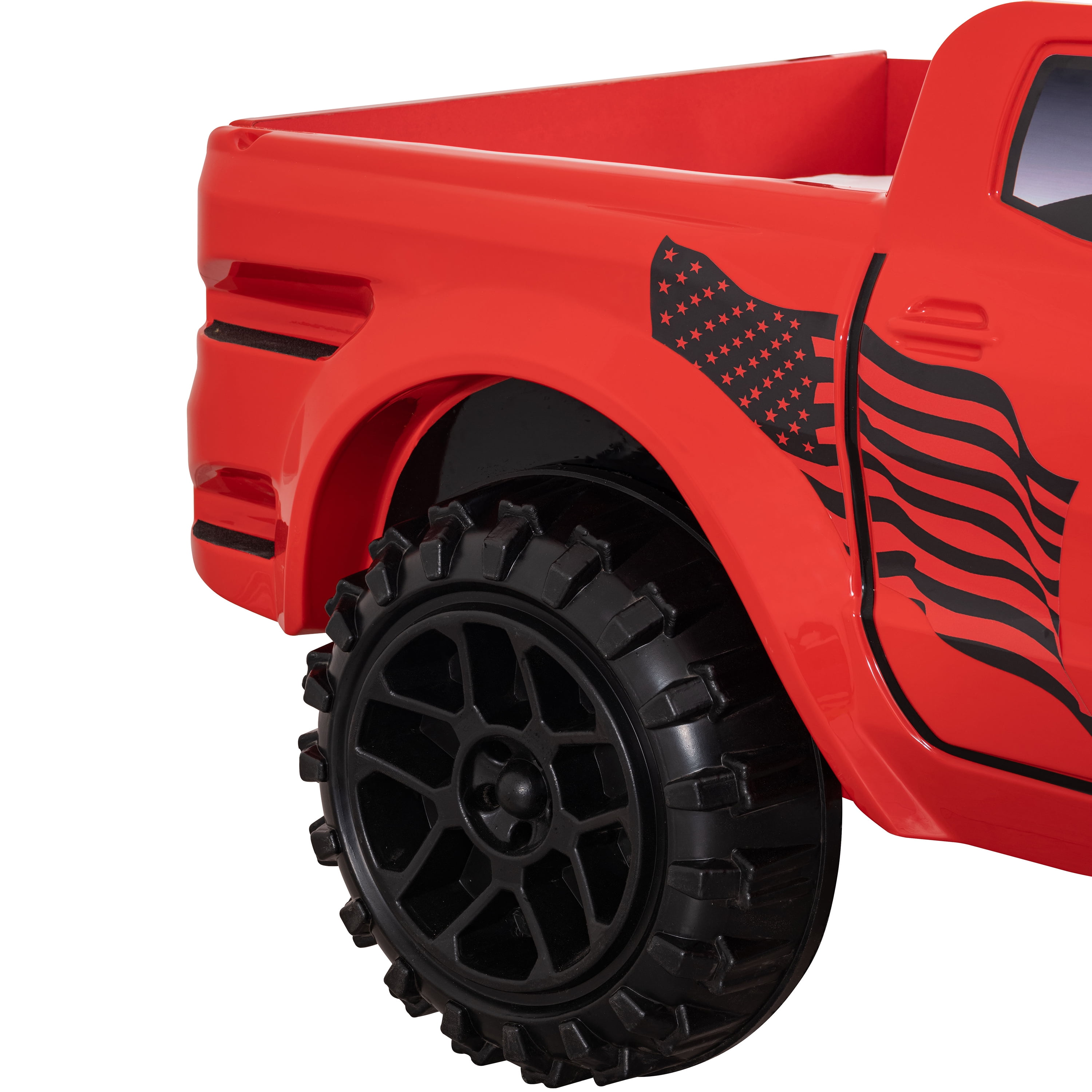 Furniture of America Rugged Kids Plastic Twin Pick-up Truck Bed with LED and Sound, Red