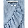 thumbnail image 5 of Sweet & Casual Light Blue Kids Outfit Set: Pearl - Decorated Sleeveless Top + Wide - Leg Pants  Summer、Casual Wear、Ruffle Detail, 5 of 8