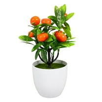 WORGEOUS Artificial Bonsai Pine Tree Orange Potted Ornaments