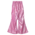 thumbnail image 4 of iiniim Kids Shiny Metallic Flare Pants Girls Elastic Waistband Wide Leg Bell Bottom for Performance Party, 4 of 7