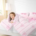 thumbnail image 5 of Feelyou Cartoon Pink Ribbon Bedding Comforter Set for Kids, Fashion Stripes Lines Twin Comforter Sets, Kawaii Bow-tie Bowknot Reversible Bedding Set, Breathable Home Decor, 2 Pieces, 5 of 9