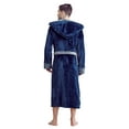 thumbnail image 3 of Men’s Hooded Shower Robe - Polyester Full-Length Warm Kimono, 3 of 6
