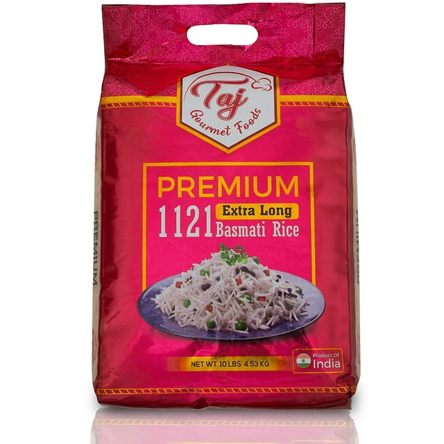 TAJ Gourmet Premium 1121 Indian Basmati Rice, Extra Long Grain, 10-Pounds