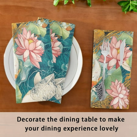 Satin Native Fab Cotton Dinner Napkin Koi Harmony Reusable