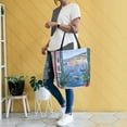thumbnail image 4 of FORMRS Womens Canvas Tote Bag with Zipper Inner Pocket Shoulder Handbag, Pink Window, 4 of 7