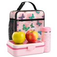 thumbnail image 6 of Butterfly and Geometric Green Pattern Insulated Lunch Bag Teens,Lunch Box for Men Women for Work,Picnic or Travel,10.2x9.5x4.3 Inches,8 Can Capacity, 6 of 6