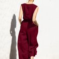 thumbnail image 3 of Women's Solid Linen Jumpsuits 2023 Rompers V Neck Belt Overalls Elegant Short Sleeve One Piece Romper with Pockets, 3 of 7