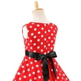 thumbnail image 4 of Girls Summer Dress Polka Dot Vintage Sleeveless Flared A-line Swing Dress Kids Children Birthday Picnic Party Wedding Dress 4-12 Years Red 4-5 Years, 4 of 6