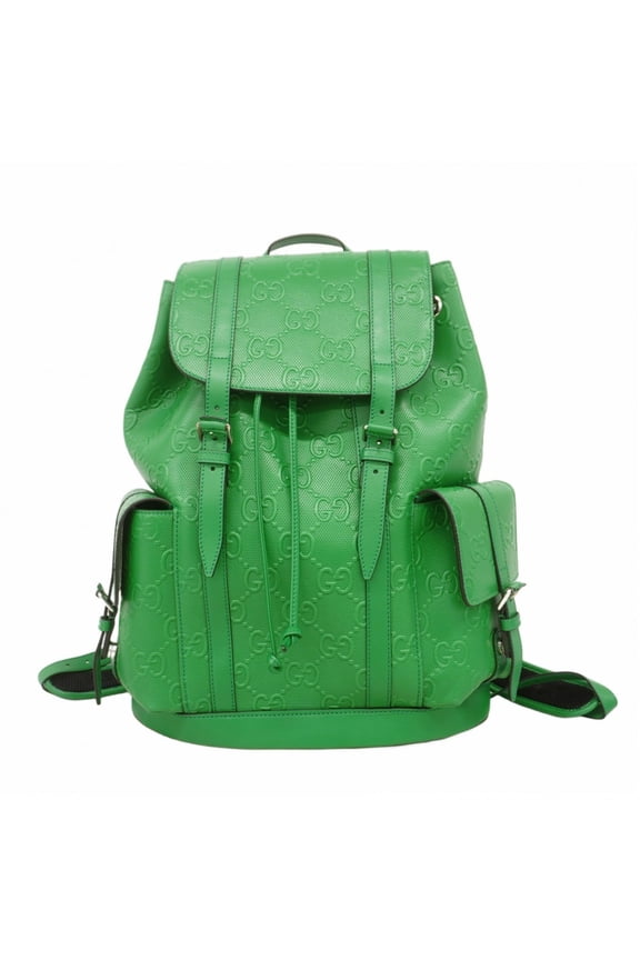 Pre-Owned Gucci Backpack/Daypack GG Embossed Leather Green 625770 Men's (Good)