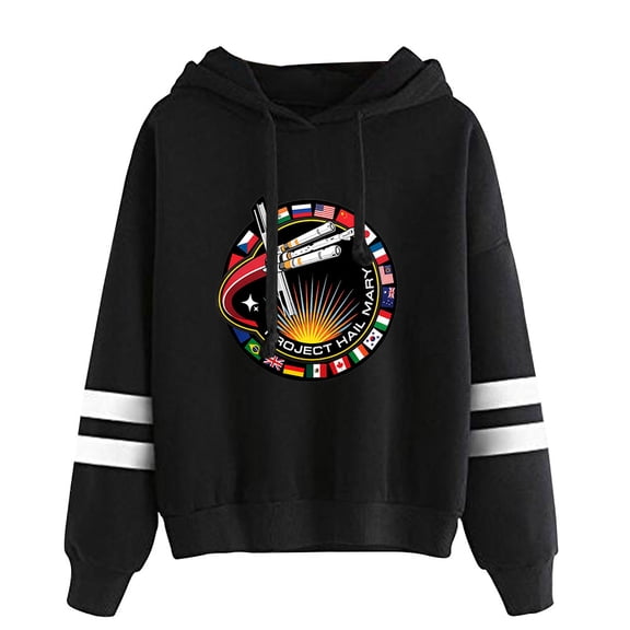 Project Hail Mary Movie Mission Patch Space Hoodie – Unisex Pocketless Pullover Sweatshirt, Casual Streetwear Top for Sci-Fi Movie Fans Gift Merch