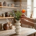 thumbnail image 3 of Unique Bargains Modern Geometric Tiered Ceramic Sculptural Flower Vase Beige 3.9"L x 3.9"W x 8.3"H, 3 of 5