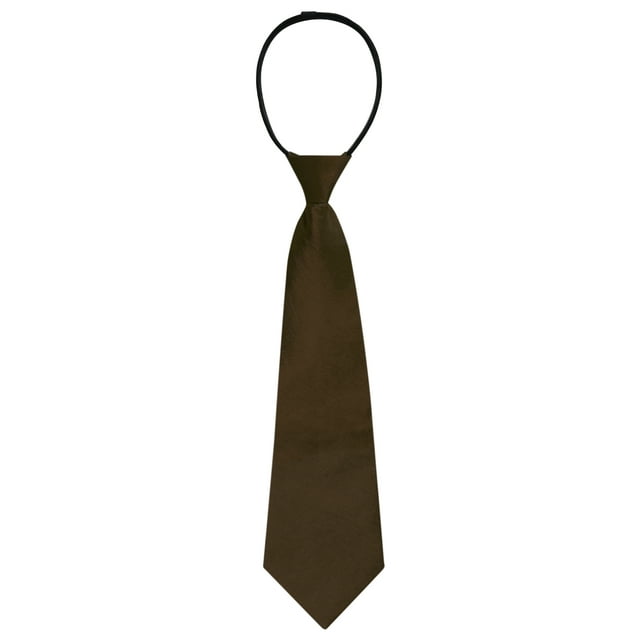 Pre-atado Color sólido Formal Casual Novio Corbatas con cremallera Corbata ajustable con cremallera para hombres marrón One Size