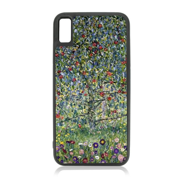 Artist Gustav Klimt's Apple Tree Painting iPhone 10 xr Tree Case Black Rubber Case for iPhone XR - iPhone XR Phone Case - iPhone XR Accessories