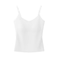 thumbnail image 4 of Tank Tops for Women V Neck Built In Bra Tank Top Sleeveless Slim Fit Comfort Camisole Womens Tank Tops White Xl, 4 of 9