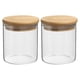 thumbnail image 1 of Tarro de vidrio Uxcell de 14 oz con tapa de bambú hermética, recipiente de cocina de vidrio, tarro de almacenamiento de alimentos claro, 2 paquetes (10x8cm), 1 of 6