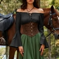 thumbnail image 4 of Holzkary Women's Renaissance Shirt Ruffle Sleeve Off The Shoulder Peplum Blouse Peasant Dressy Top Ladies' Court Comfortable Casual Long Sleeved One Shoulder Solid Color Top Strapless Top Black S, 4 of 9