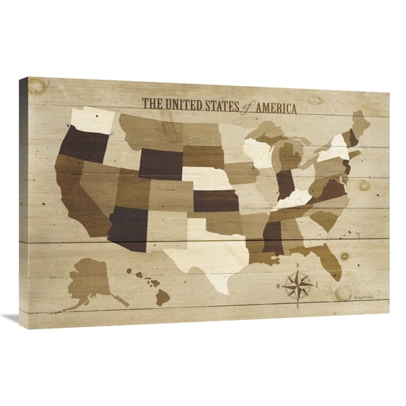 Global Gallery's 'USA Modern Vintage Wood' By Michael Mullan Stretched Canvas Wall Art