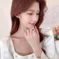 thumbnail image 4 of French Court Style Light Luxury High-end Ring Femininity Ruby Super Flash Heavy Industry Color Treasure Three-dimensional Flower Ring, 4 of 15