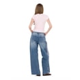 thumbnail image 5 of Forever 21 Women's Medium Wash Y2K Low-Rise Baggy Jeans, Side Stripe & Bow Accent, for Everyday Casual Wear, Size 0, 5 of 6