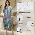 thumbnail image 5 of FKELYI Purple Daisy Flower Lavender Print Women Zip Up Robe Nightgowns Comfy House Coats Full Length Breathable Sleepwear House Dress Long Sleeve Bathrobe with 2 Pockets, L, 5 of 6