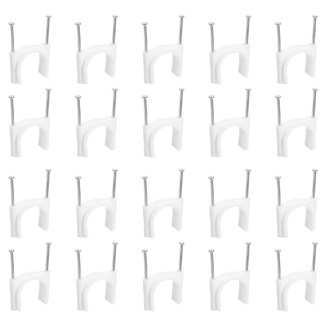 Unique Bargains Cable Clips with Steel Nail, 50Pack 32mm/1.26' Plastic Cable Wire Clips, White