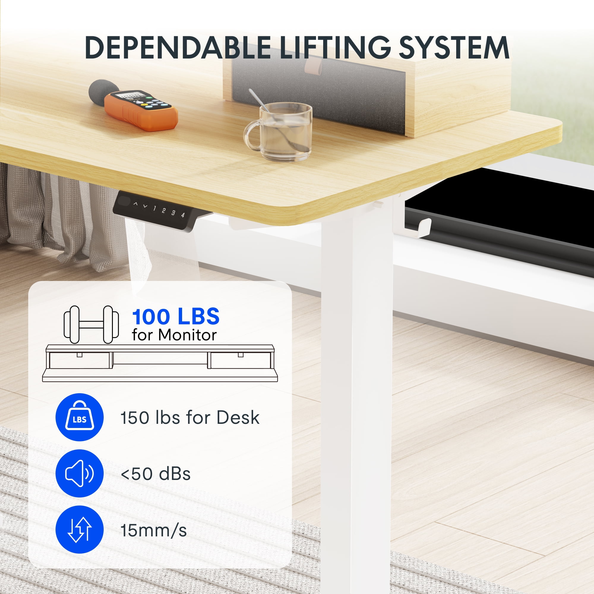 FlexiSpot 48"x24" Electric Standing Desk with One-Piece Desktop, 2 Removable Drawers, Headphone Hook, 4 Height Memory Presets, 250lbs Capacity Ergonomic Sit Stand Desk with Monitor Stand