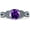 Amethyst Cubic Zirconia with Black Tone, variant on Vintage Style Sunflower Round White Opal Rose Tone 925 Sterling Silver, Size 8