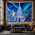thumbnail image 6 of Arctic Animals Around a Crystal Christmas Tree Under Northern Lights, Dreamy Celestial for Wildlife Lovers, Nature Wall Art Decor, Christmas Gift Tapestry Wall Hanging for Living Room and Bedroom, 6 of 7