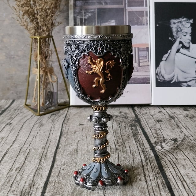 Copa alta de acero inoxidable con diseño moderno y base de resina - ideal para cócteles y bebidas (18cm de altura, 300ml)