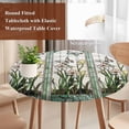 thumbnail image 5 of Round Tablecloth Teal Green Butterfly Elastic Edge Fitted Leaves Floral Plastic Table Cover,Waterproof Oil Proof for Dinner,Outdoor, Picnic, 45"- 54" DIA Tables, 5 of 8