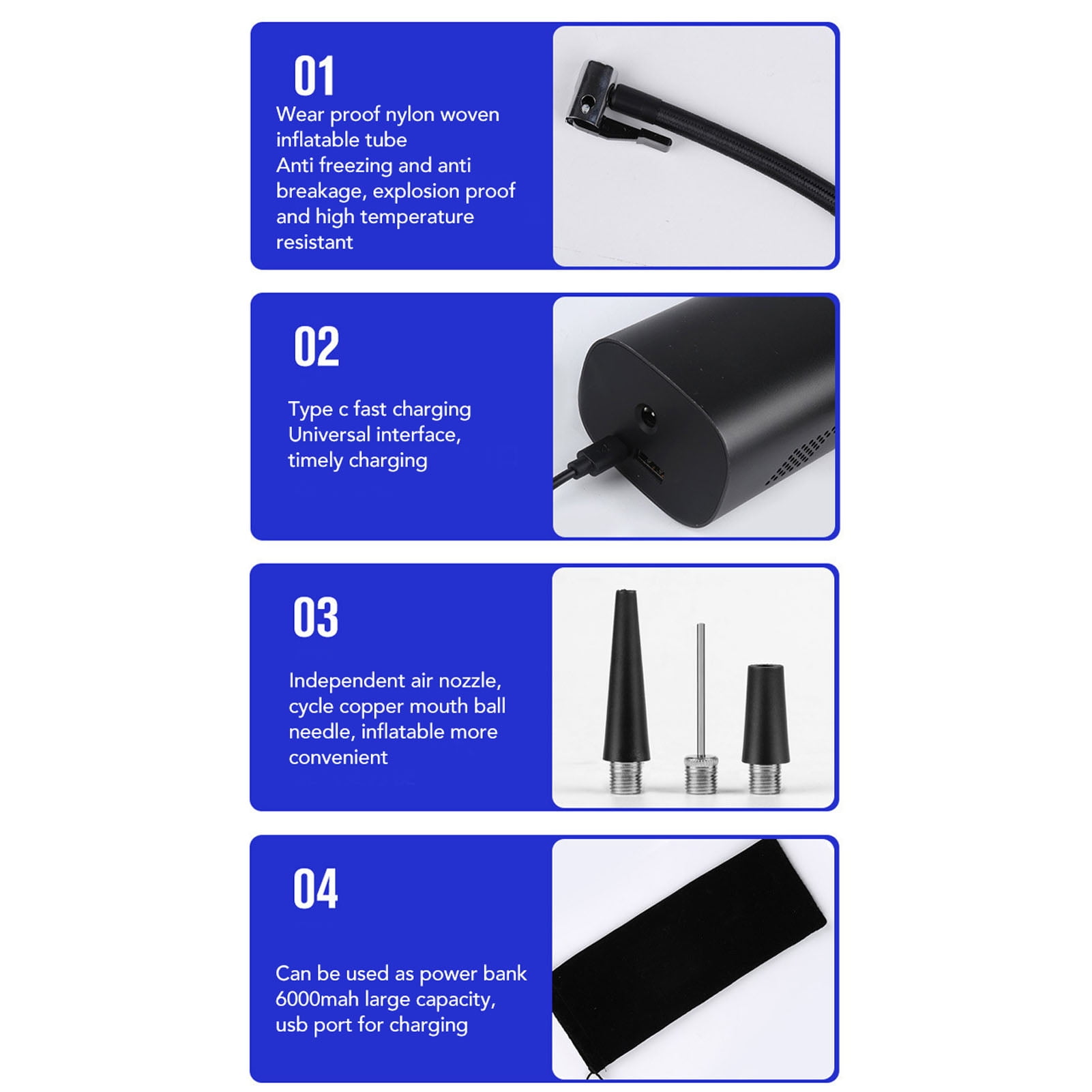 Portable Air Compressor, Cordless Tire Inflator 150PSI Flashlight  for Car