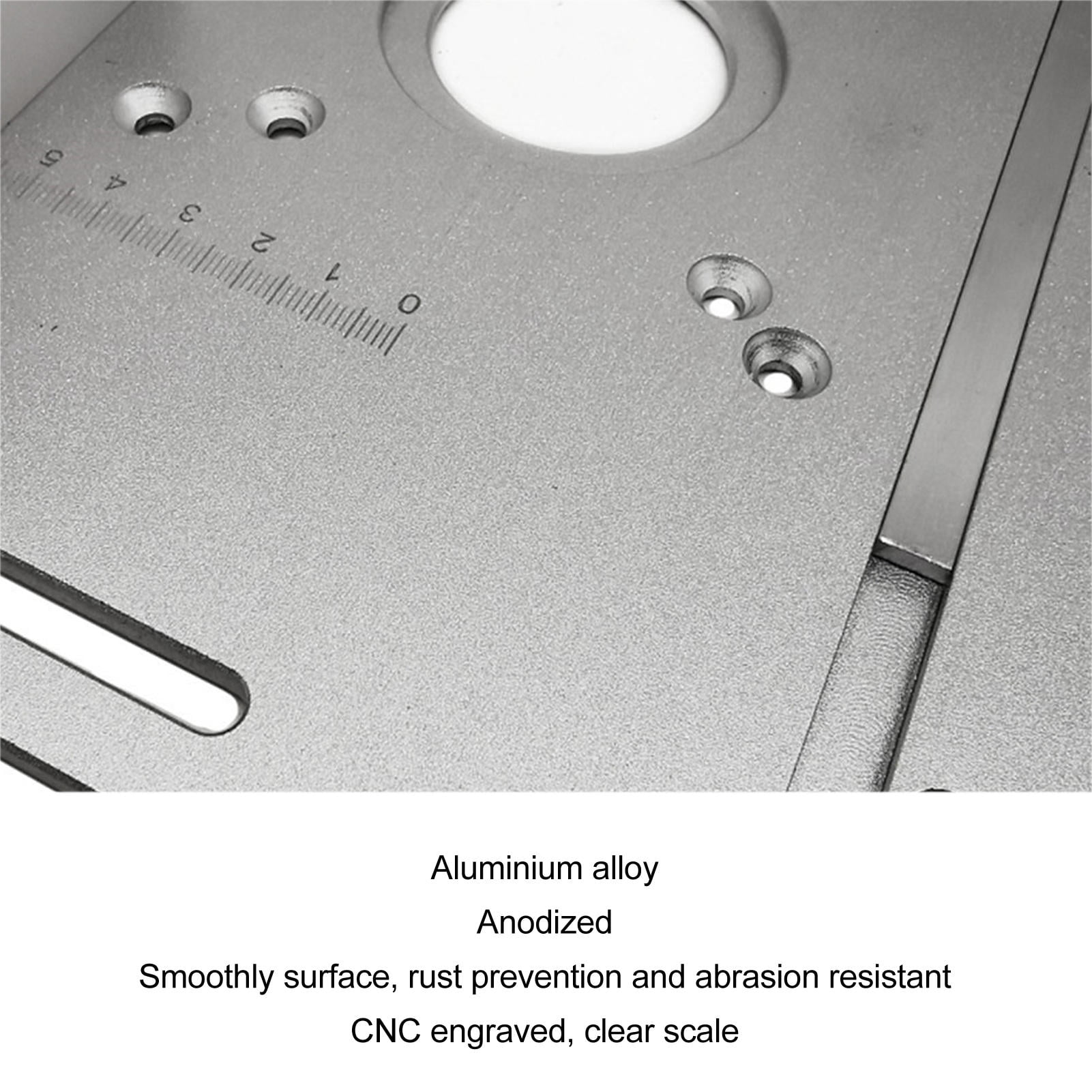LAZIOEGR 2‑in‑1 Router Table Insert Plate – Dual 85x85mm/70x60mm Mounting, Aluminum Alloy, 180° Rotatable Ruler, Adjustable Fence, Smooth Surface, CNC‑Machined Scale