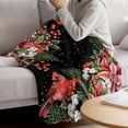 thumbnail image 3 of Cardinal Bird Blanket Soft Cozy Warm Twin Blanket for Bed, Plush Fuzzy Flannel Fleece Blankets for Sofa, Winter Poinsettia Pine Cones Berry Black Throw Blankets for Couch, Gifts for Men, 60"x80", 3 of 9