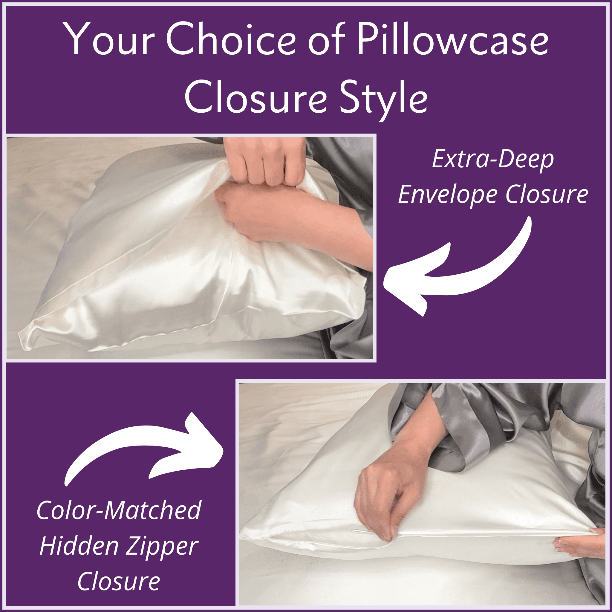 Mulberry Park 100% Silk Pillowcase - 22 Momme, Grade 6A Mulberry Silk - Hidden Zipper Closure - Silver/Queen (20" x 30")