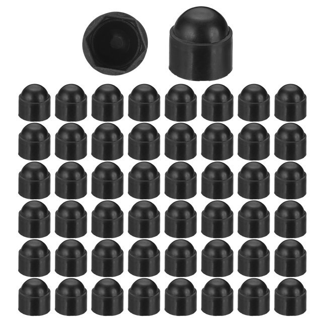 Uxcell 50 Pcs Cubierta de Tuerca Hexagonal, Tapas de Tornillo de Nylon M12x10x14mm, Protección de Cabeza Hexagonal Acorn, Negra