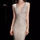 thumbnail image 3 of Vestido de noche color champán para banquete de primavera, con lentejuelas, cola de pez, ajustado, sexy, largo, para anfitrión de la reunión anual, vestido de noche, 3 of 6