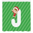 thumbnail image 3 of Ambesonne Christmas Alphabet Shower Curtain, Striped Back J, 69"Wx84"L, Green Dark Coral and White, 3 of 5