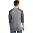 thumbnail image 3 of Discontinued  District ®  - Young Mens Microburn ®  3/4-Sleeve Raglan Tee. Dt162 Xs Deep Royal/ Heathered Nick, 3 of 5